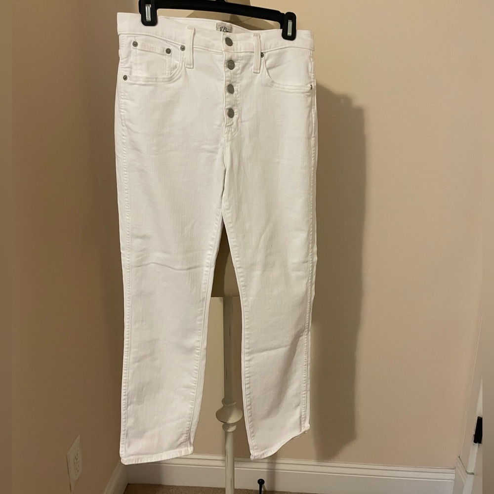 J. Crew White Straight Leg Jeans